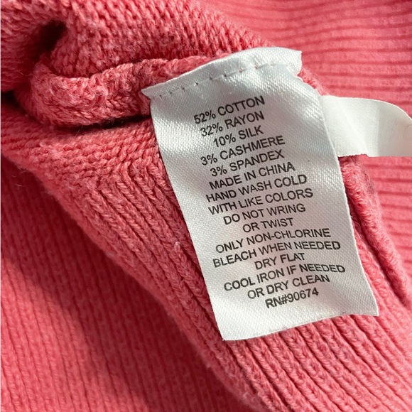 Boston Proper Women’s Pink Zip Up Sweater Size S Cotton Cashmere Blend Ribbed - Picture 7 of 7